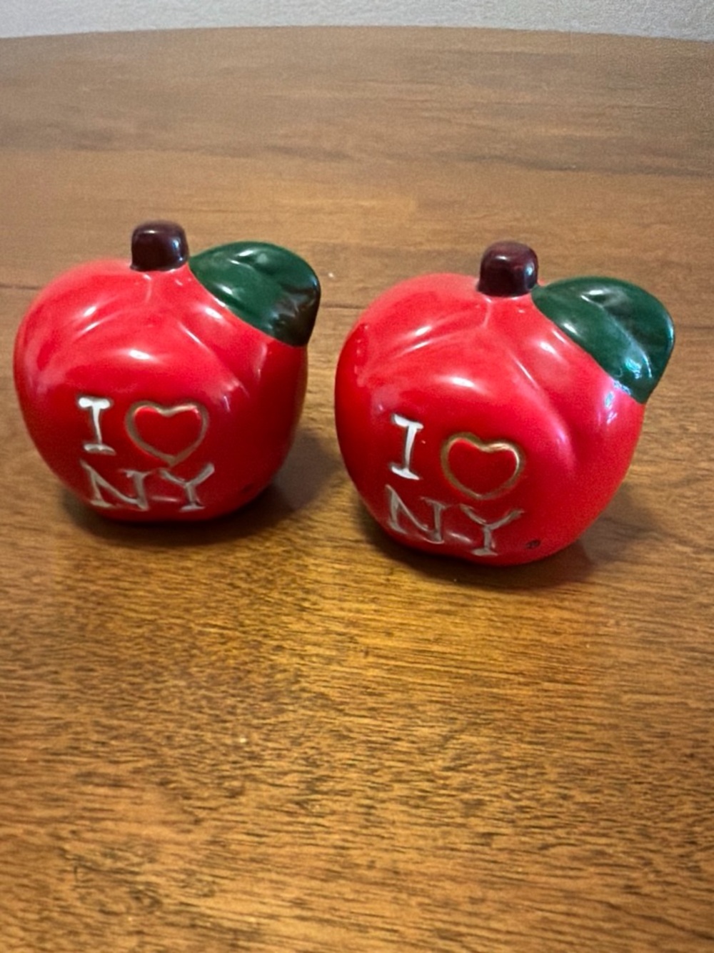 I Love NY Red Apple  Salt and Pepper Shakers - Pair